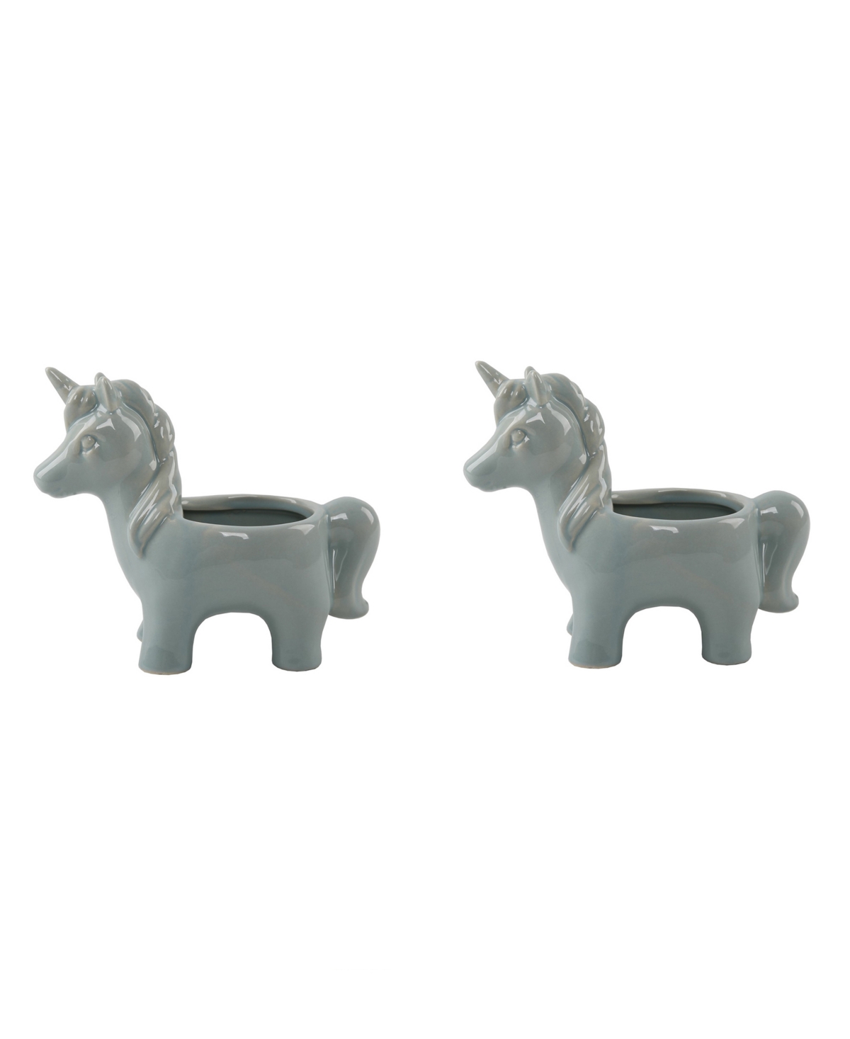 Ceramic Unicorn Planter Pot, Set of 2 - Teal