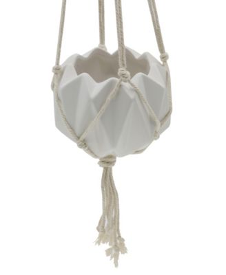Ceramic Macrame Hanging Planter, 5" x 5"