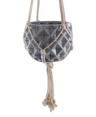 Ceramic Macrame Hanging Planter, 5" x 5"