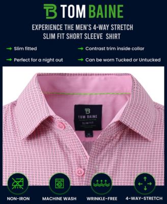 Men's Slim Fit Short Sleeve Performance Button Down Dress Shirt