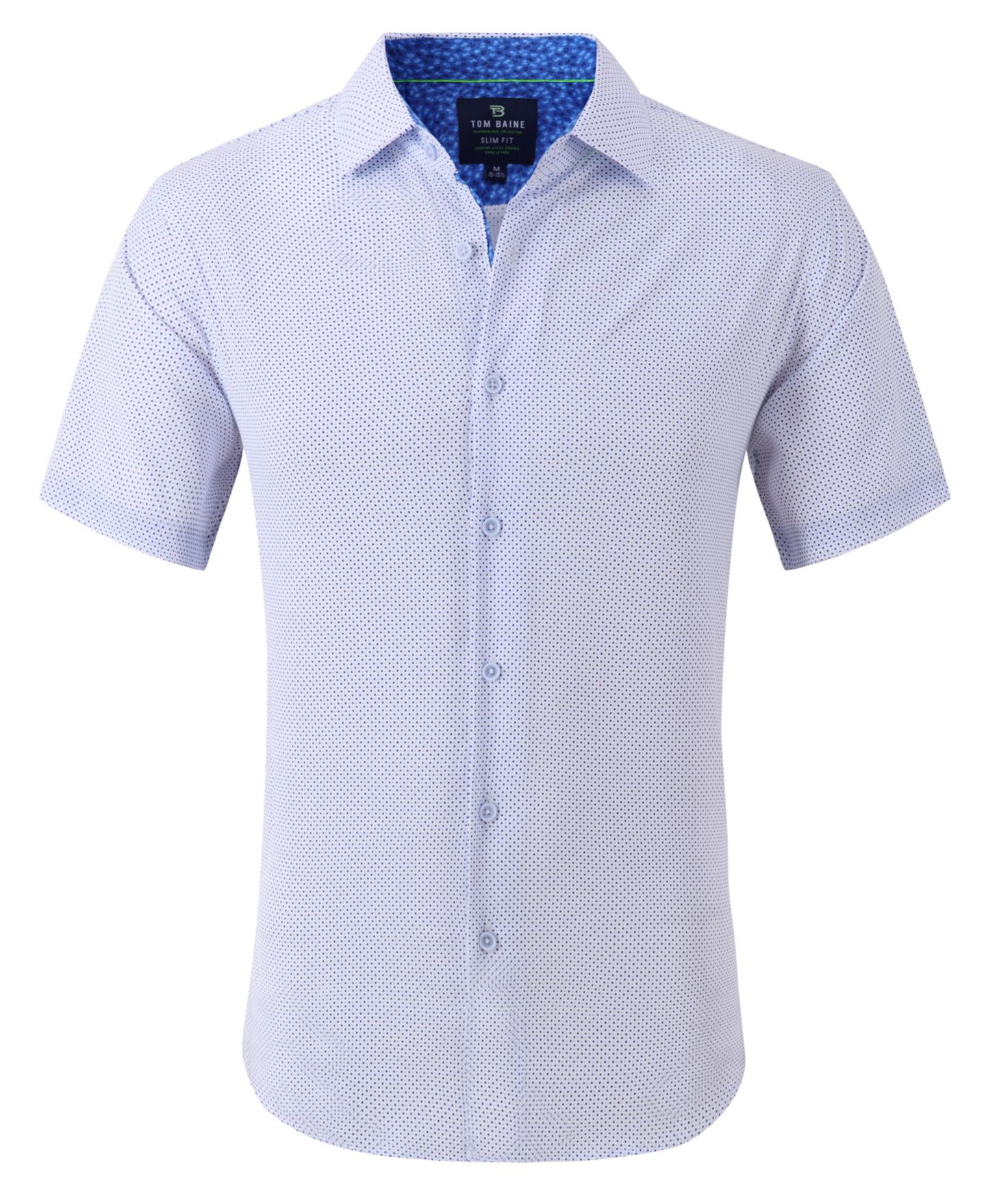 Мужская рубашка Tom Baine Slim Fit Short Sleeve Performance Button Down Dress Shirt, цвет: Белый — фото 1