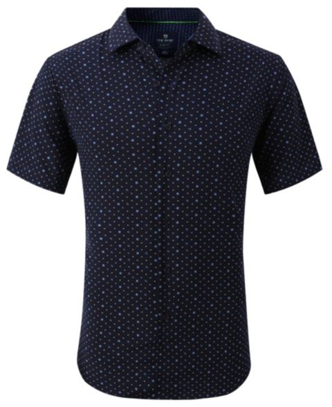 Мужская рубашка Tom Baine Slim Fit Short Sleeve Performance Button Down Dress Shirt, цвет: Тёмно-синий