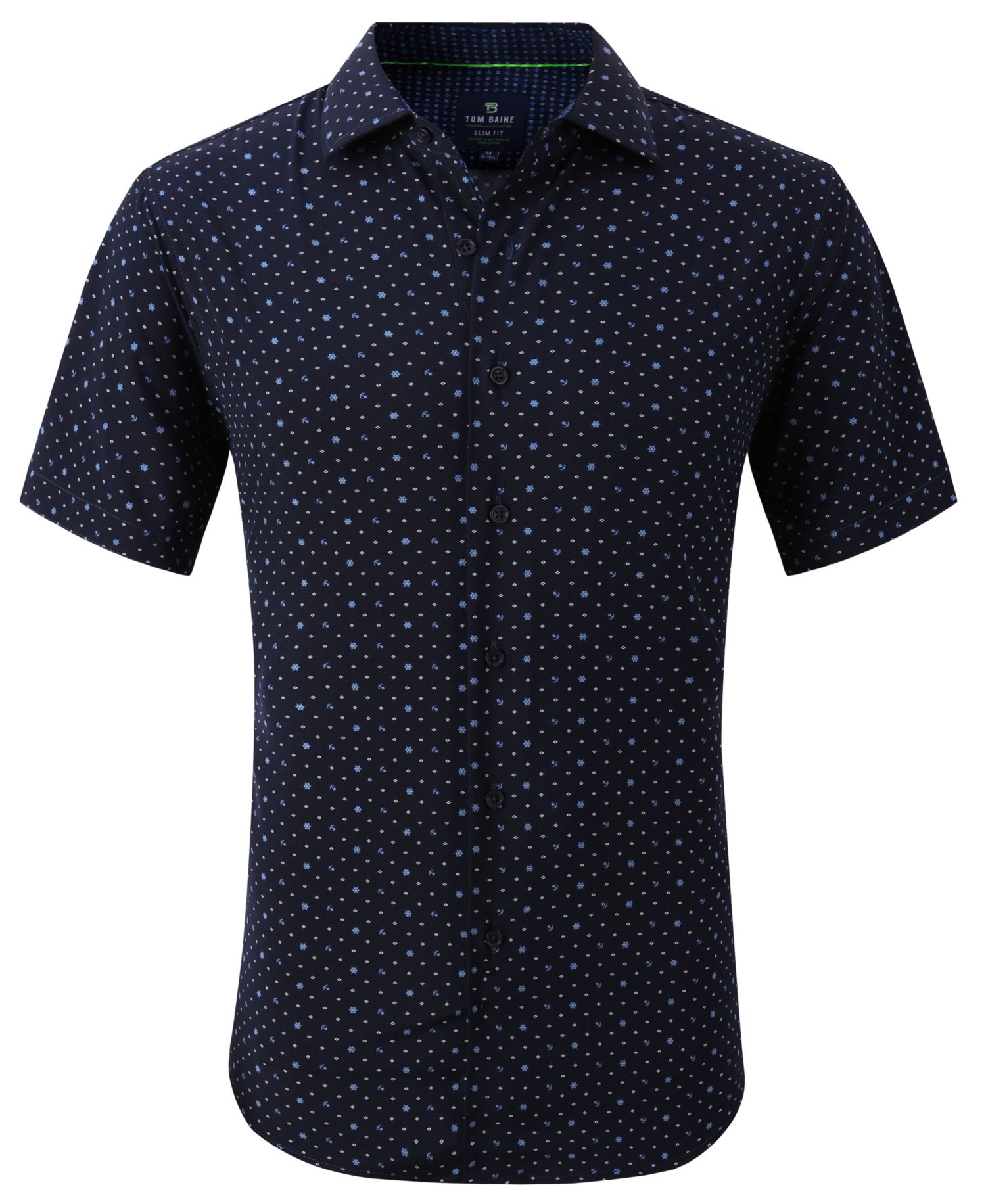 Men's Slim Fit Short Sleeve Performance Button Down Dress Shirt