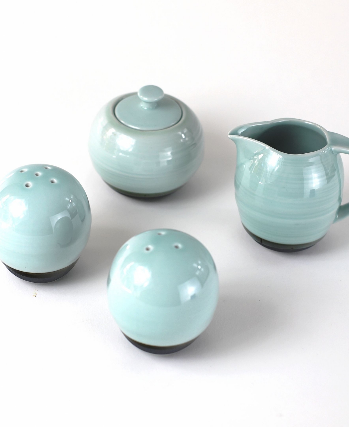 Euro Ceramica Diana Breakfast And Table Accessory Set, 4 Piece In Turquoise/gray