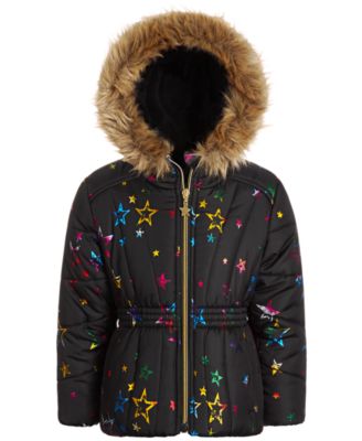 S Rothschild & CO - Toddler Girls Foil-Print Quilted Puffer Coat