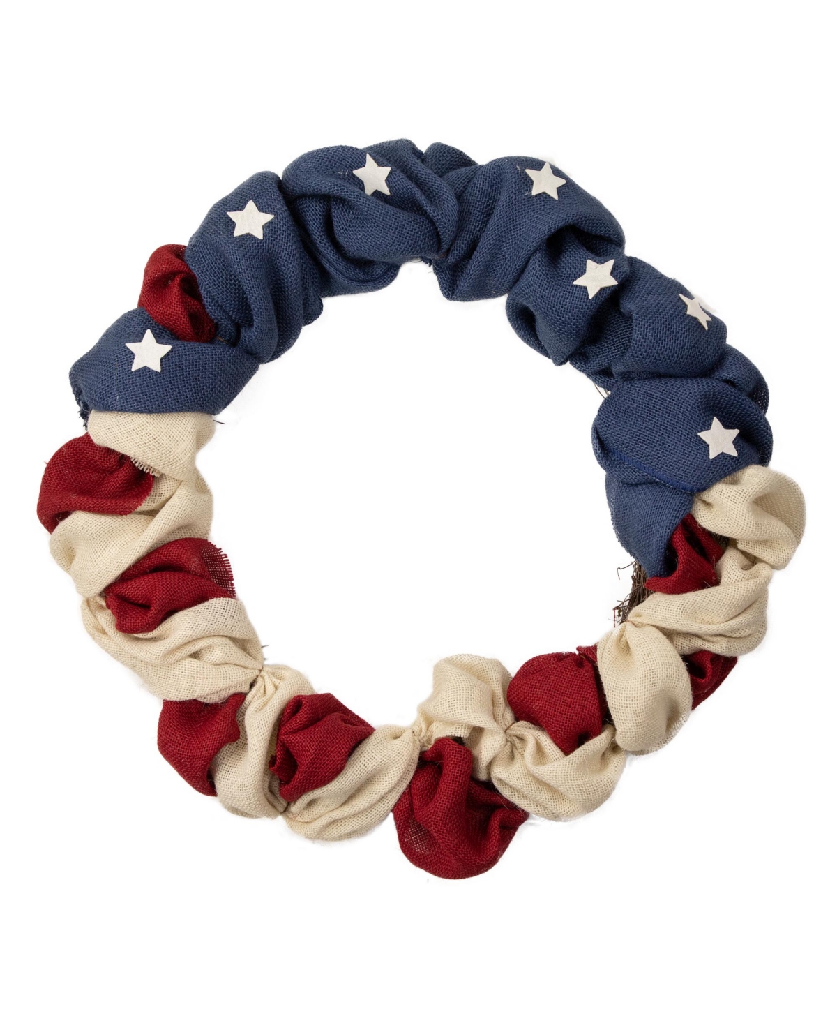 Northlight Americana Stars And Stripes Burlap Patriotic Wreath In Red
