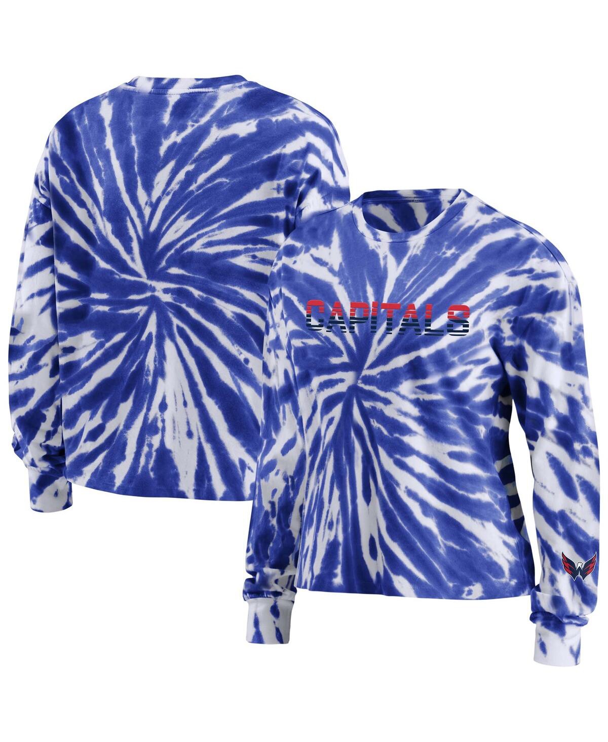 Shop Wear By Erin Andrews Women's  Navy Washington Capitals Tie-dye Long Sleeve T-shirt