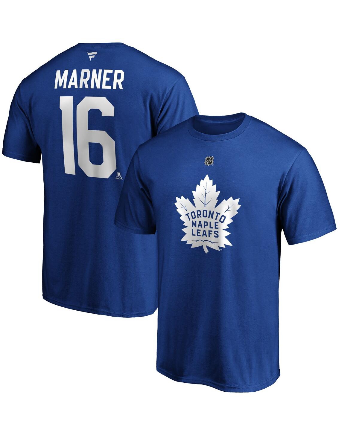 FANATICS MEN'S FANATICS MITCHELL MARNER BLUE TORONTO MAPLE LEAFS TEAM AUTHENTIC STACK NAME AND NUMBER T-SHIRT