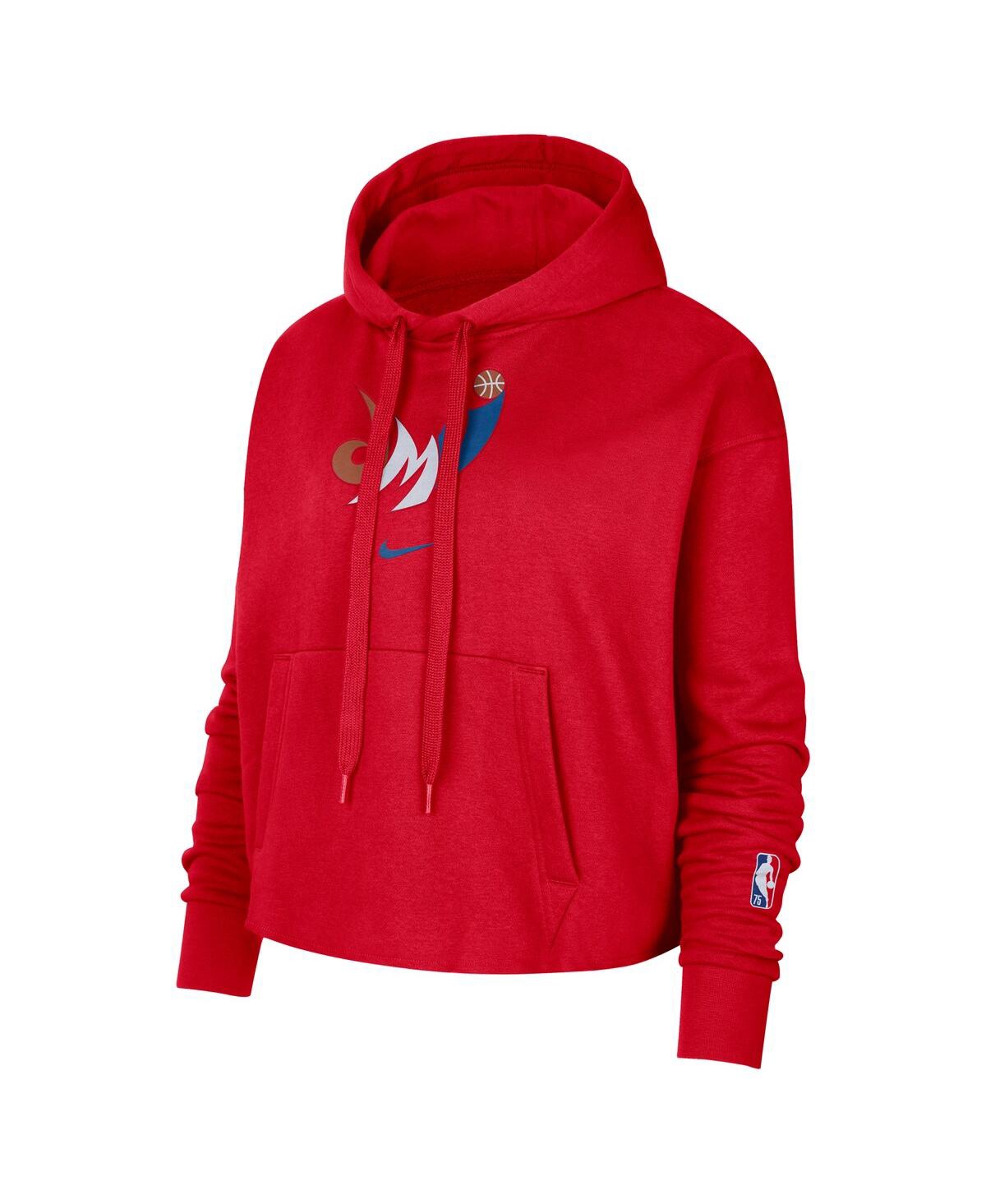 Shop Nike Women's  Red Washington Wizards 2021/22 City Edition Essential Logo Cropped Pullover Hoodie