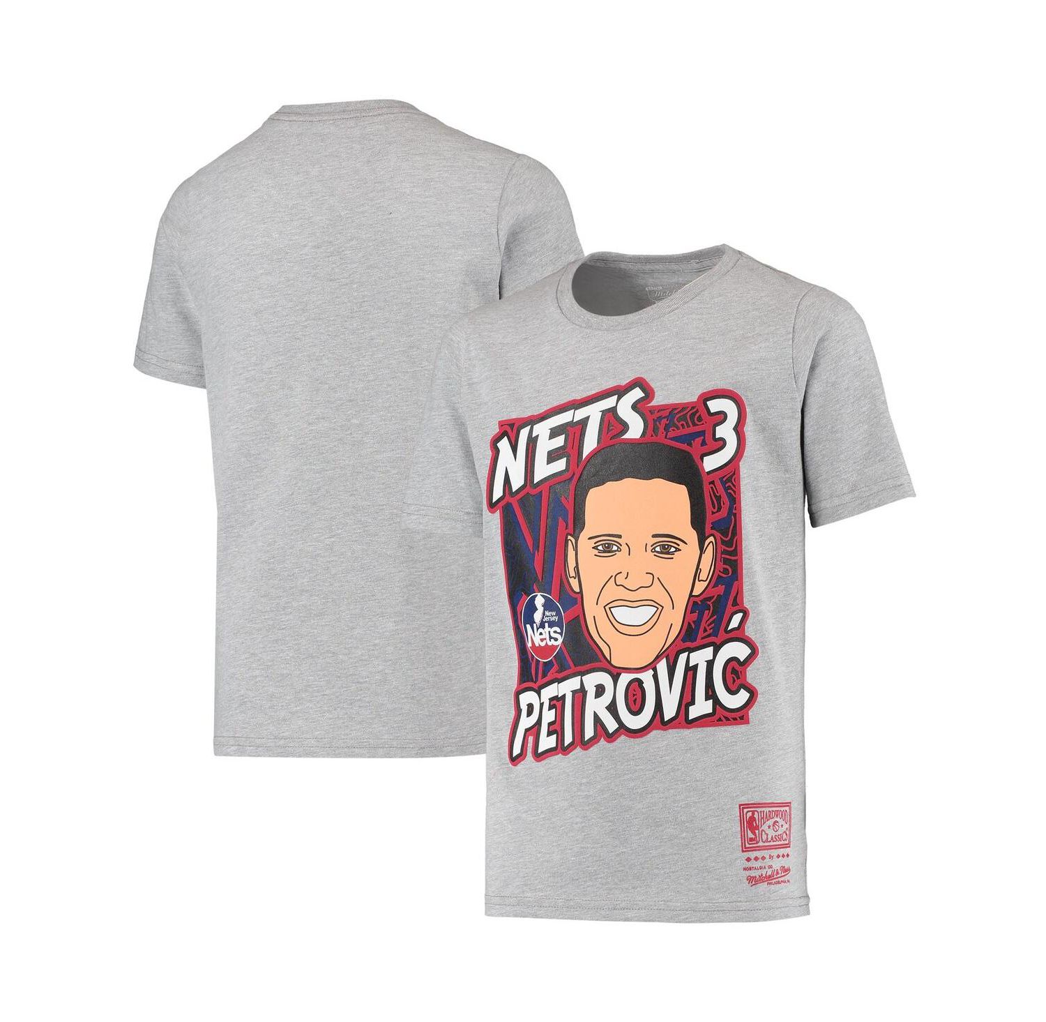 Big Boys Drazen Petrovic Heathered Gray New Jersey Nets Hardwood Classics King of the Court Player T-shirt