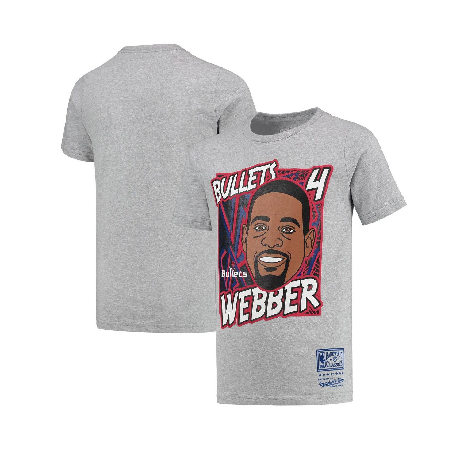 Big Boys Chris Webber Heathered Gray Washington Bullets Hardwood Classics King of the Court Player T-shirt
