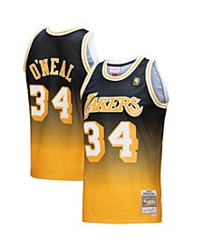 Men's Shaquille O'Neal Gold, Black Los Angeles Lakers 1996/97 Hardwood Classics Fadeaway Swingman Player Jersey