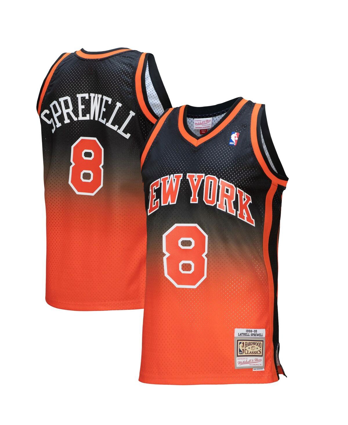 Men's Mitchell & Ness Latrell Sprewell Black New York Knicks 1998/99 Hardwood Classics Fadeaway Swingman Player Jersey - Black