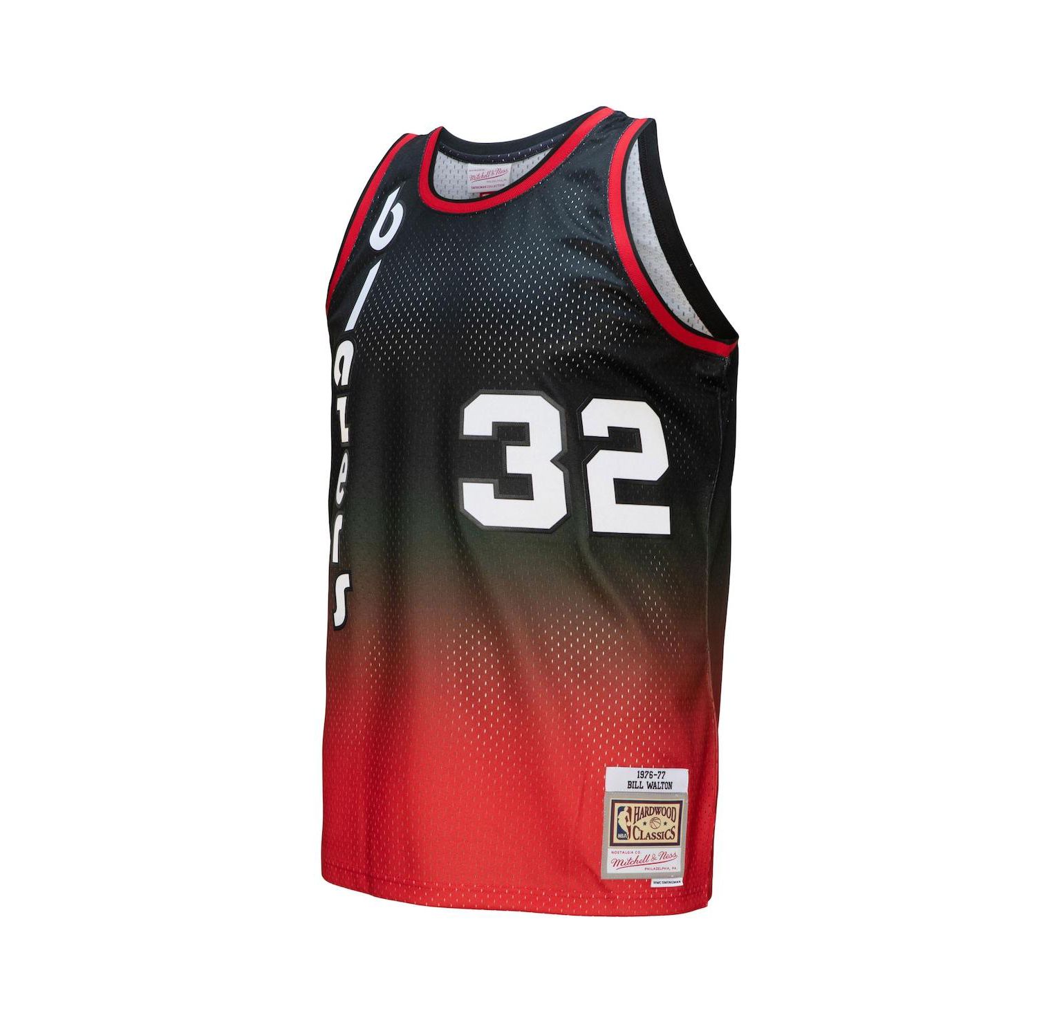 Men's Bill Walton Red, Black Portland Trail Blazers 1976/77 Hardwood Classics Fadeaway Swingman Player Jersey