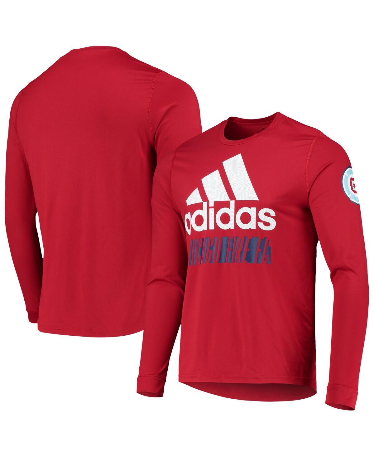 Shop Adidas Originals Men's Adidas Red Chicago Fire Vintage-like Performance Long Sleeve T-shirt