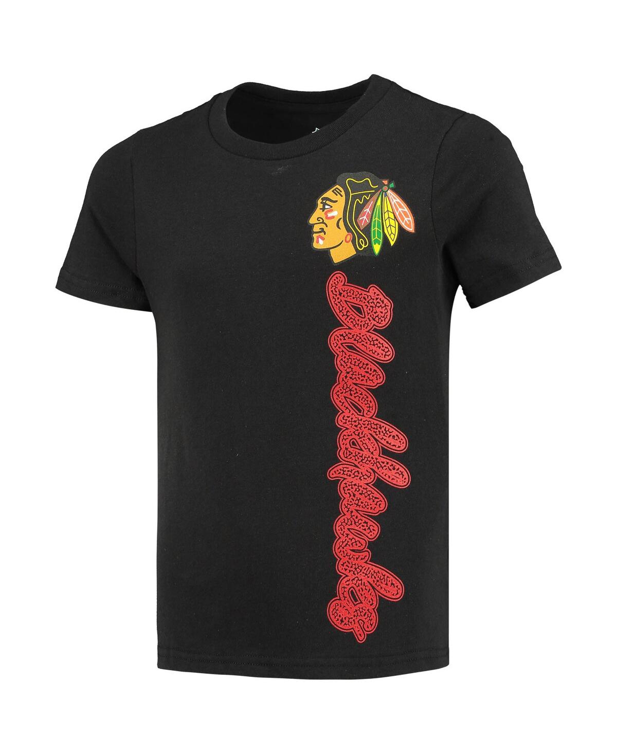 Big GirlsChicago Blackhawks Chenille Script T-shirt - Black
