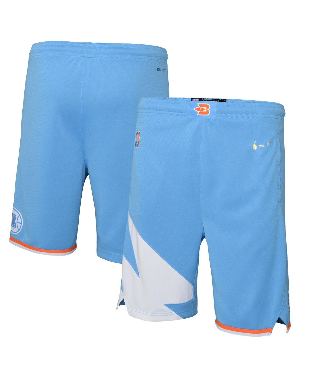 Nike Kids' Big Boys  Light Blue La Clippers 2021/22 City Edition Courtside Swingman Shorts