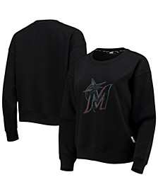 Women's Black Miami Marlins Carrie Pullover Sweatshirt