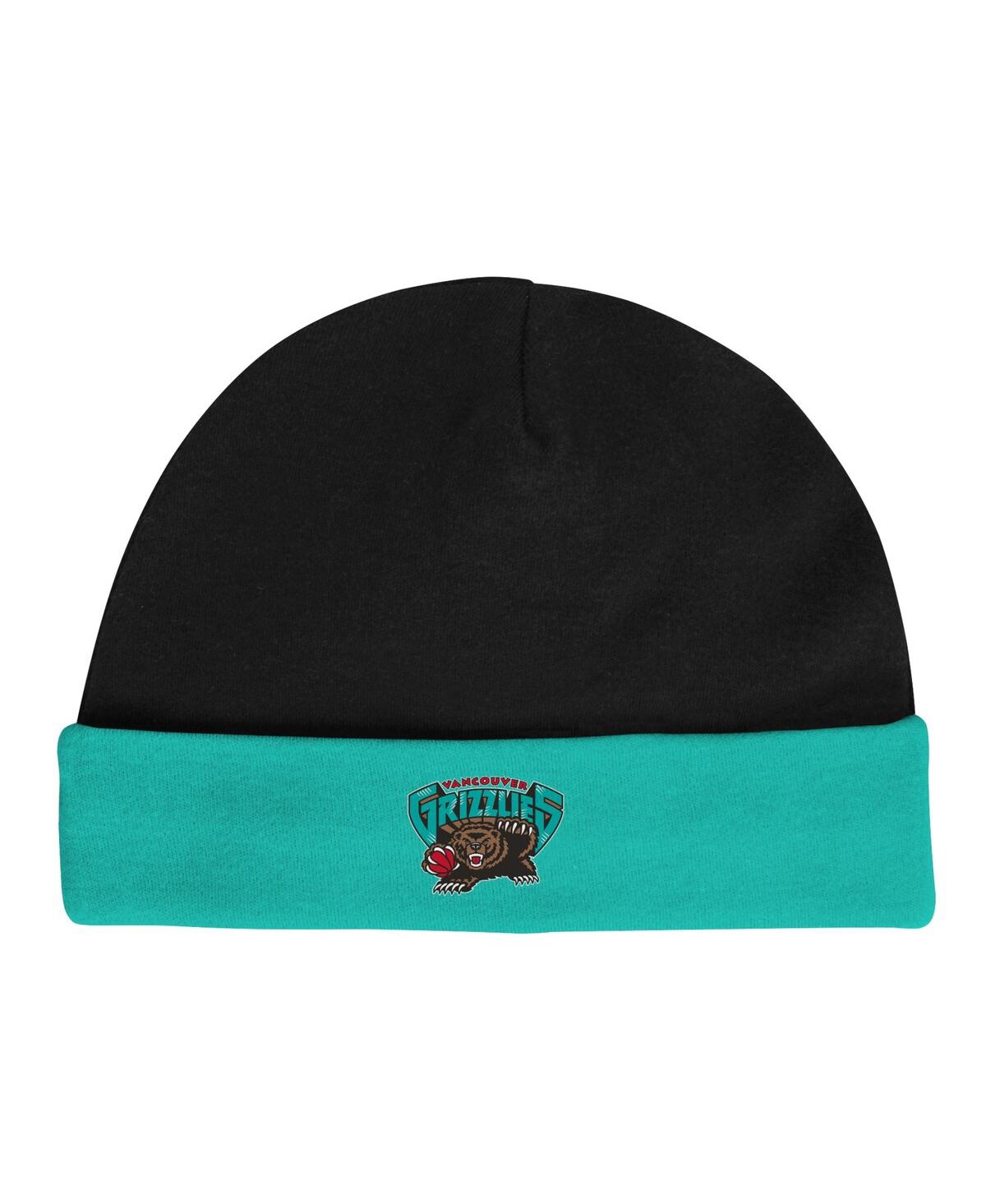 Shop Mitchell & Ness Infant Boys And Girls  Black, Turquoise Vancouver Grizzlies Hardwood Classics Bodysui In Black,turquoise