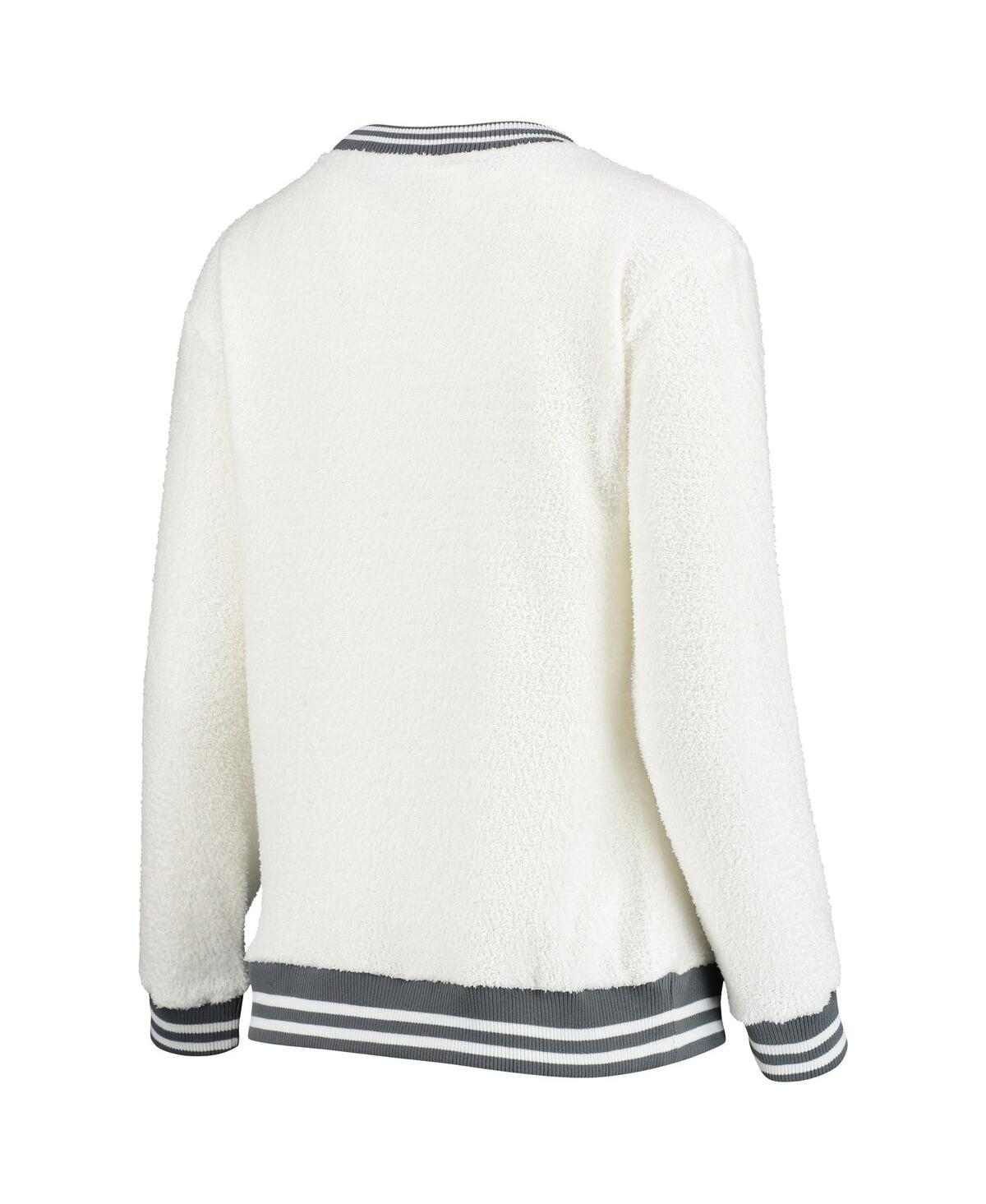CONCEPTS SPORT WOMEN'S CONCEPTS SPORT CREAM AND CHARCOAL BOSTON BRUINS GRANITE SHERPA PULLOVER SWEATSHIRT 