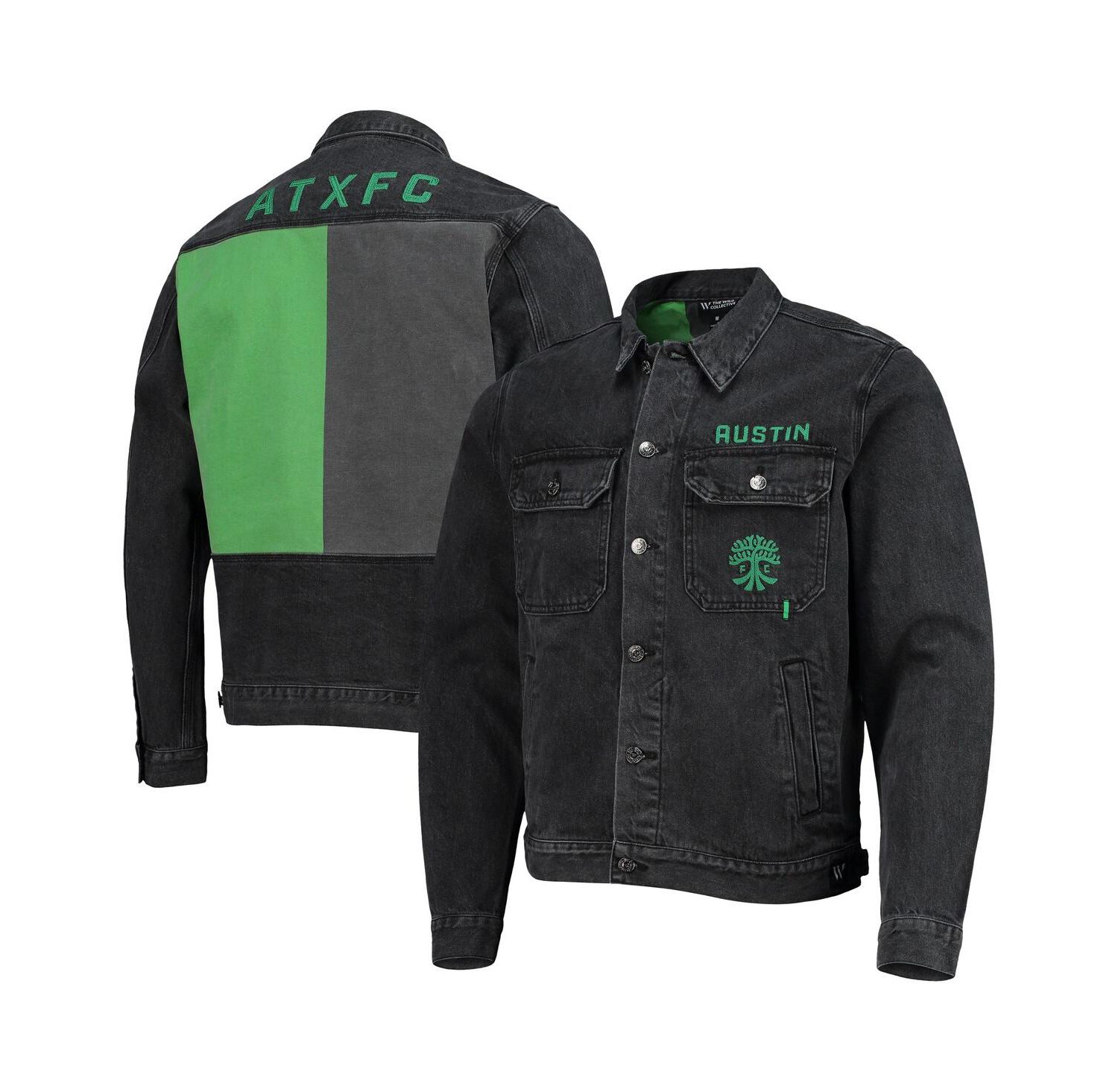 Men's Black Austin FC Denim Button-Up Jacket