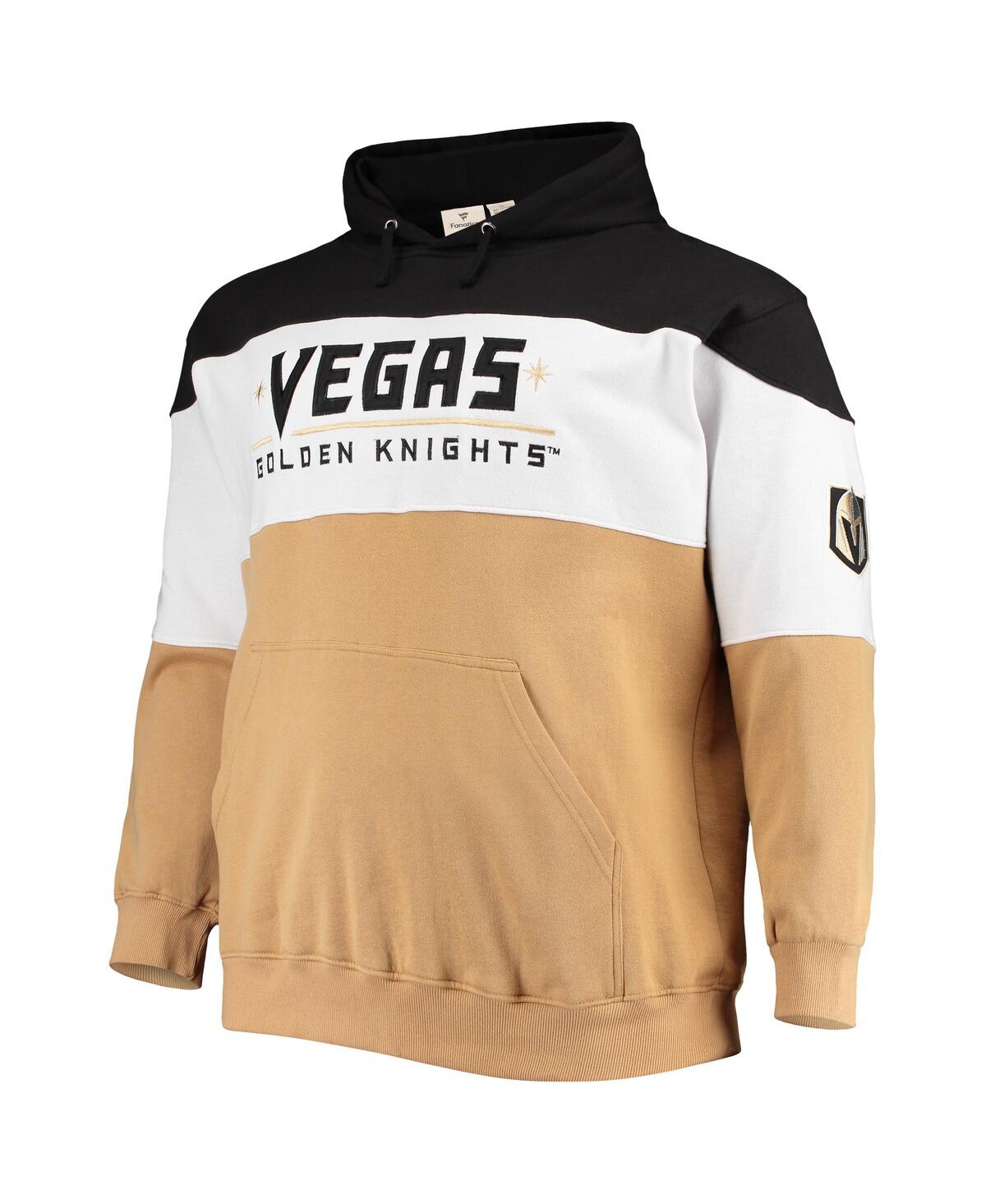 Shop Fanatics Men's  Black, Gold Vegas Golden Knights Big And Tall Colorblock Fleece Hoodie In Black,gold