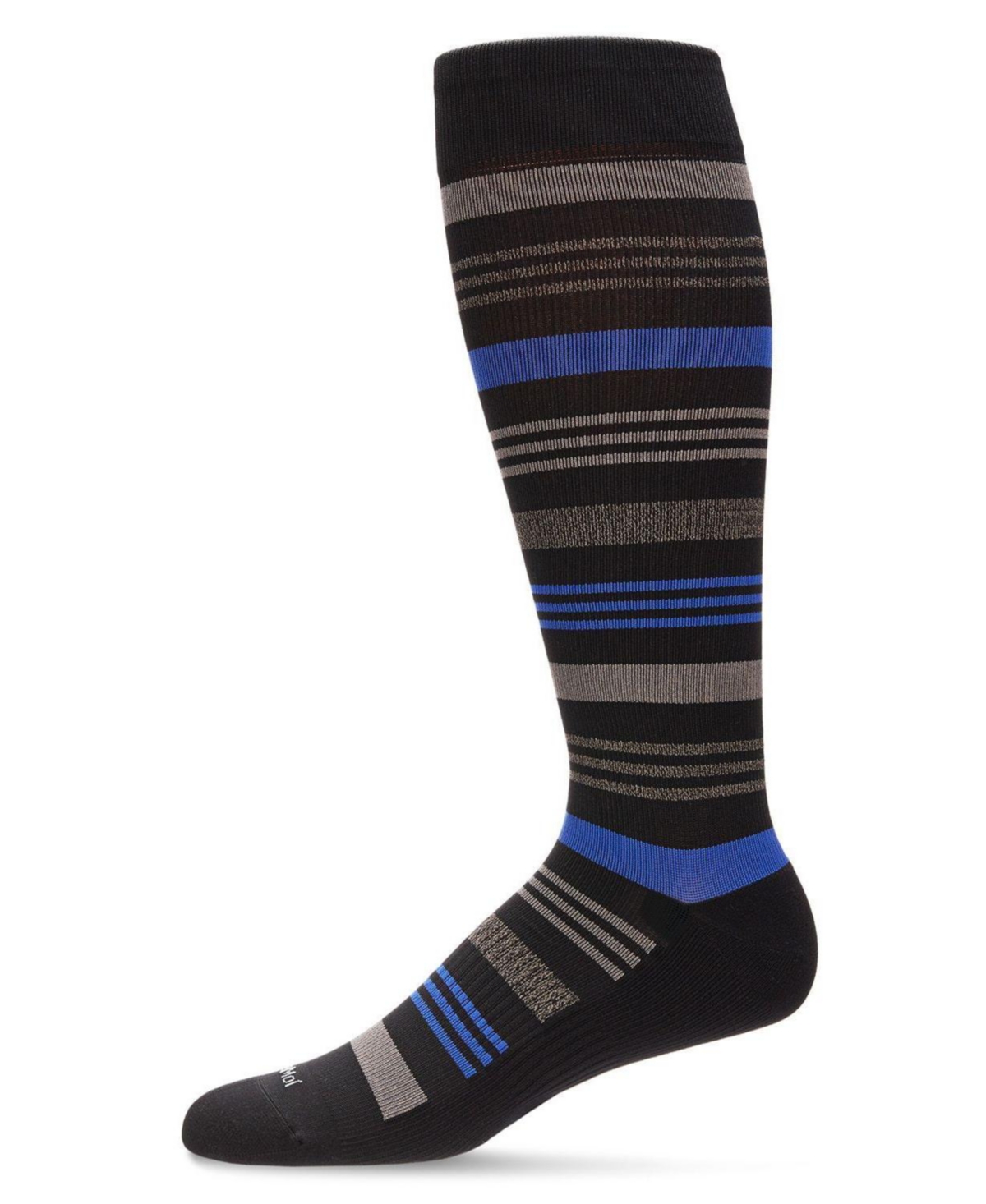 Men's Striped Nylon Compression Socks - Black