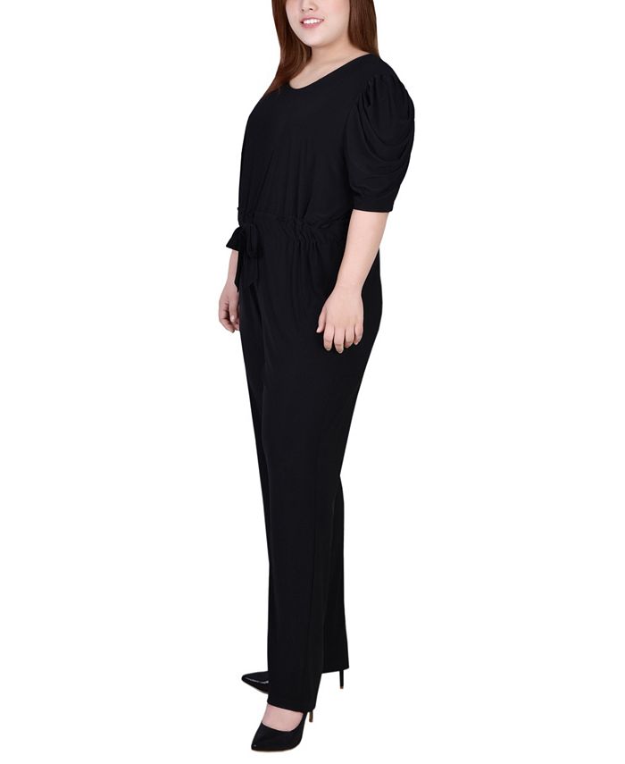 NY Collection Plus Size Elbow Sleeve Jumpsuit Macy's