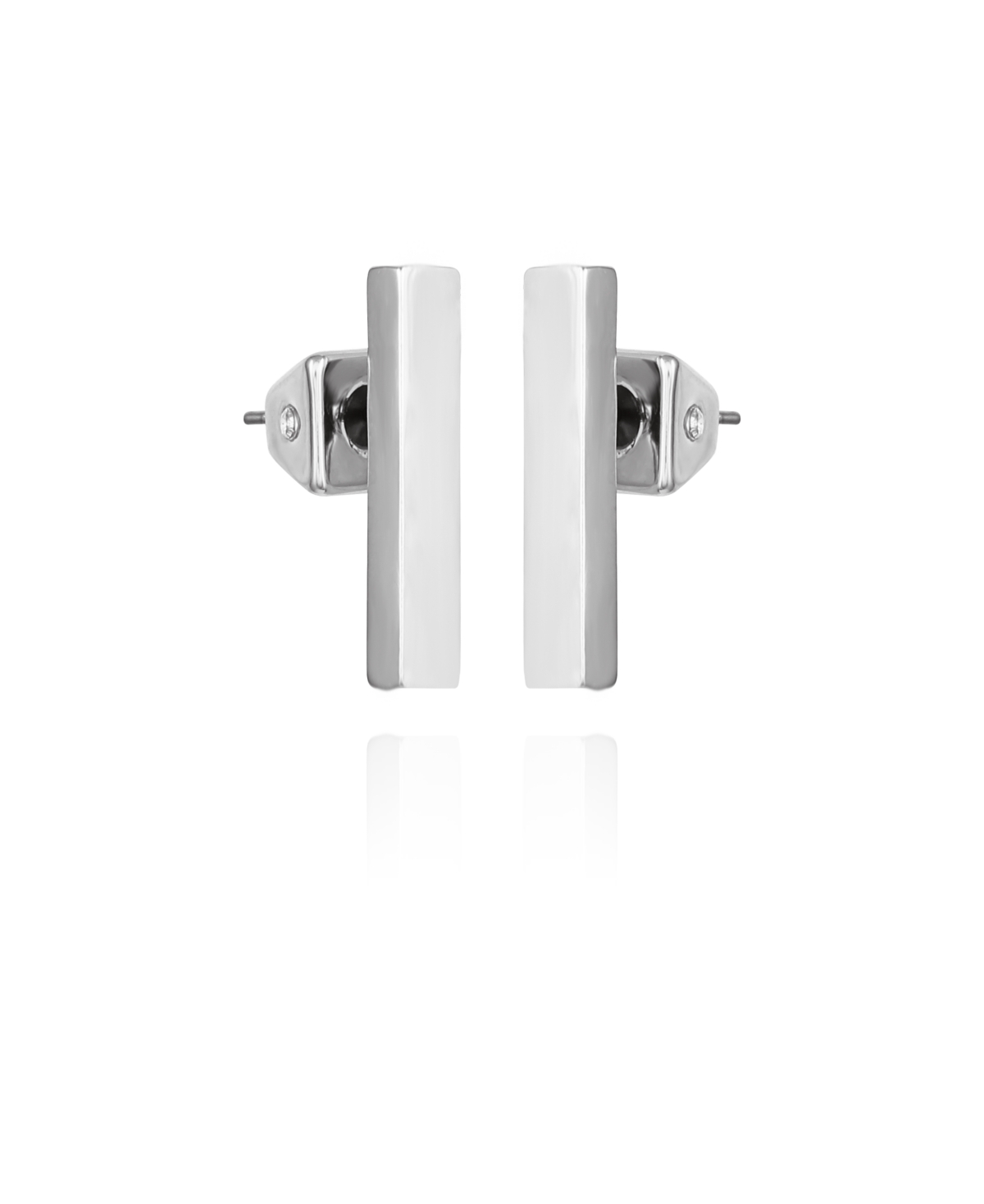 Vince Camuto Vertical Rectangle Stud Earrings In Silver-tone