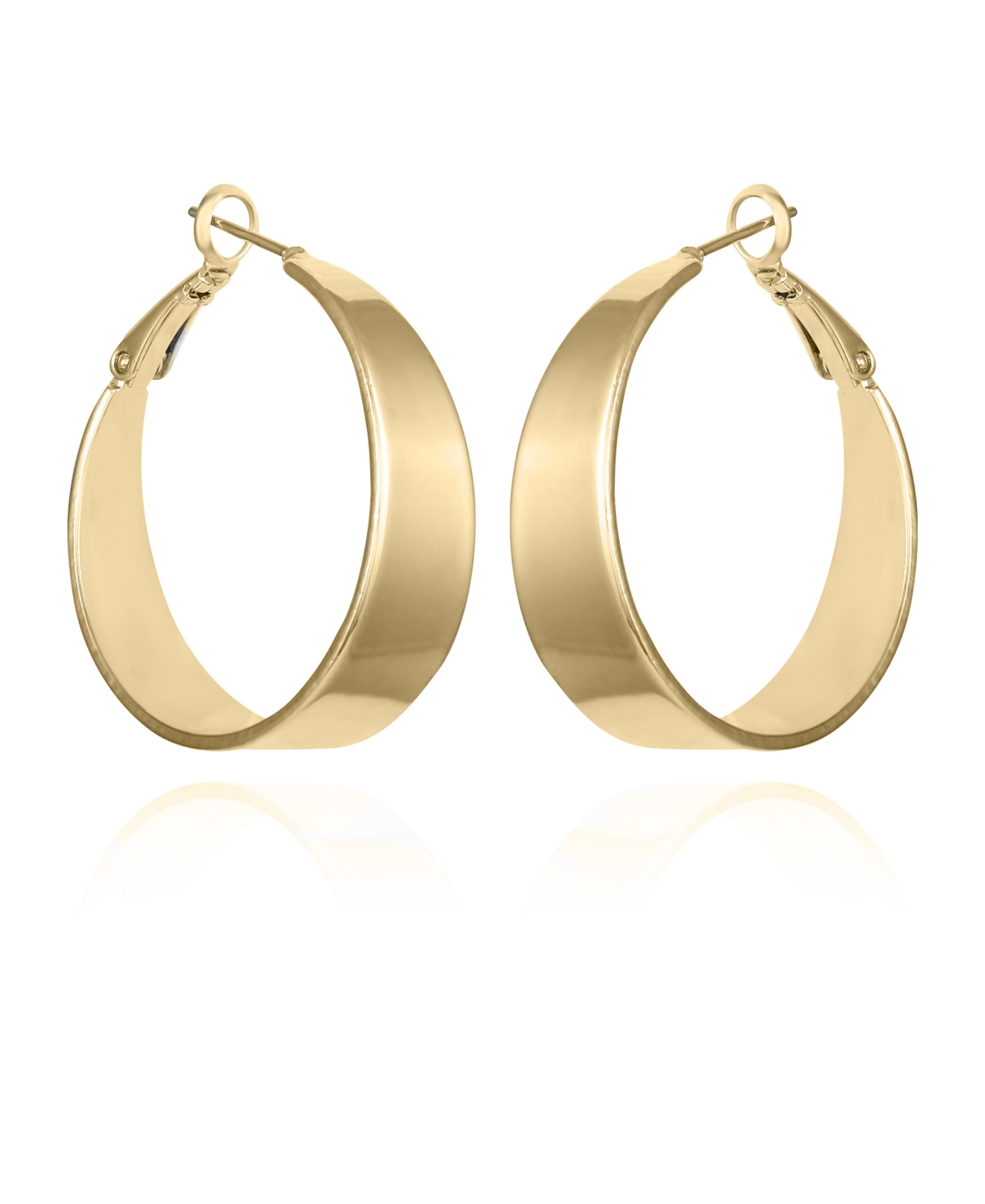 Gold-Tone Band Thick Hoop Earrings - Gold-Tone