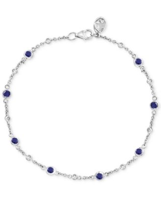 EFFY Collection - Sapphire, Ruby, Emerald, Pink Sapphire & Diamond (1/10 ct. t.w.) Link Bracelet in Sterling Silver