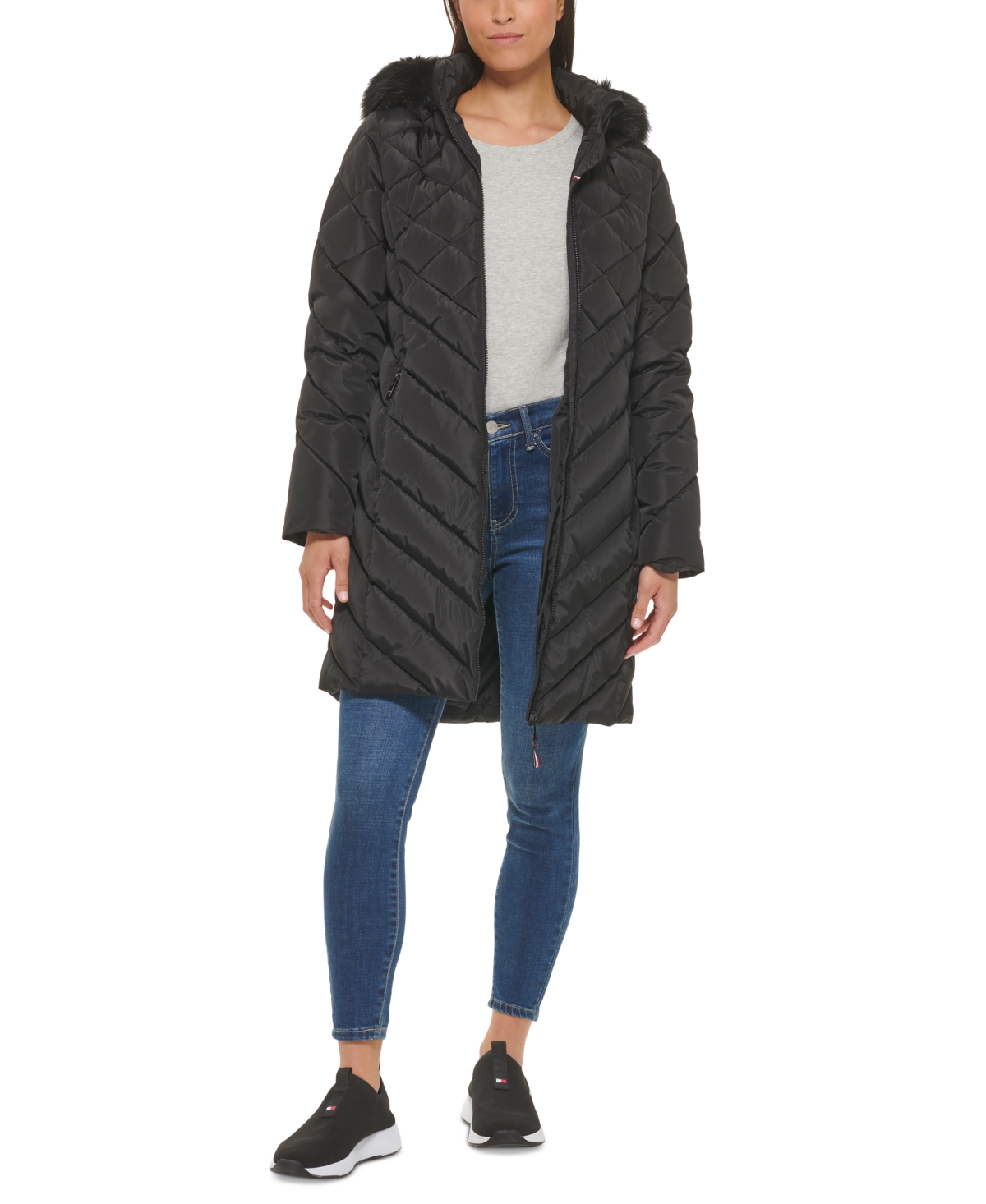 Tommy Hilfiger Women's Faux-Fur-Trim Hooded Puffer Coat