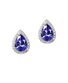 Tanzanite (1-1/3 ct. tw.) & Diamond (1/8 ct.tw.) Pear Stud Earrings in 14k White Gold