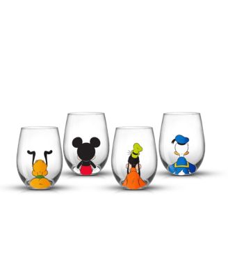 Disney Mickey Mouse Pals Looking Back Wine Glasses, Set of 4