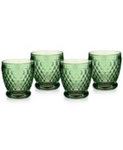 Fitz and Floyd Villa Palm Double Old Fashioned Glasses Green - Set of 4