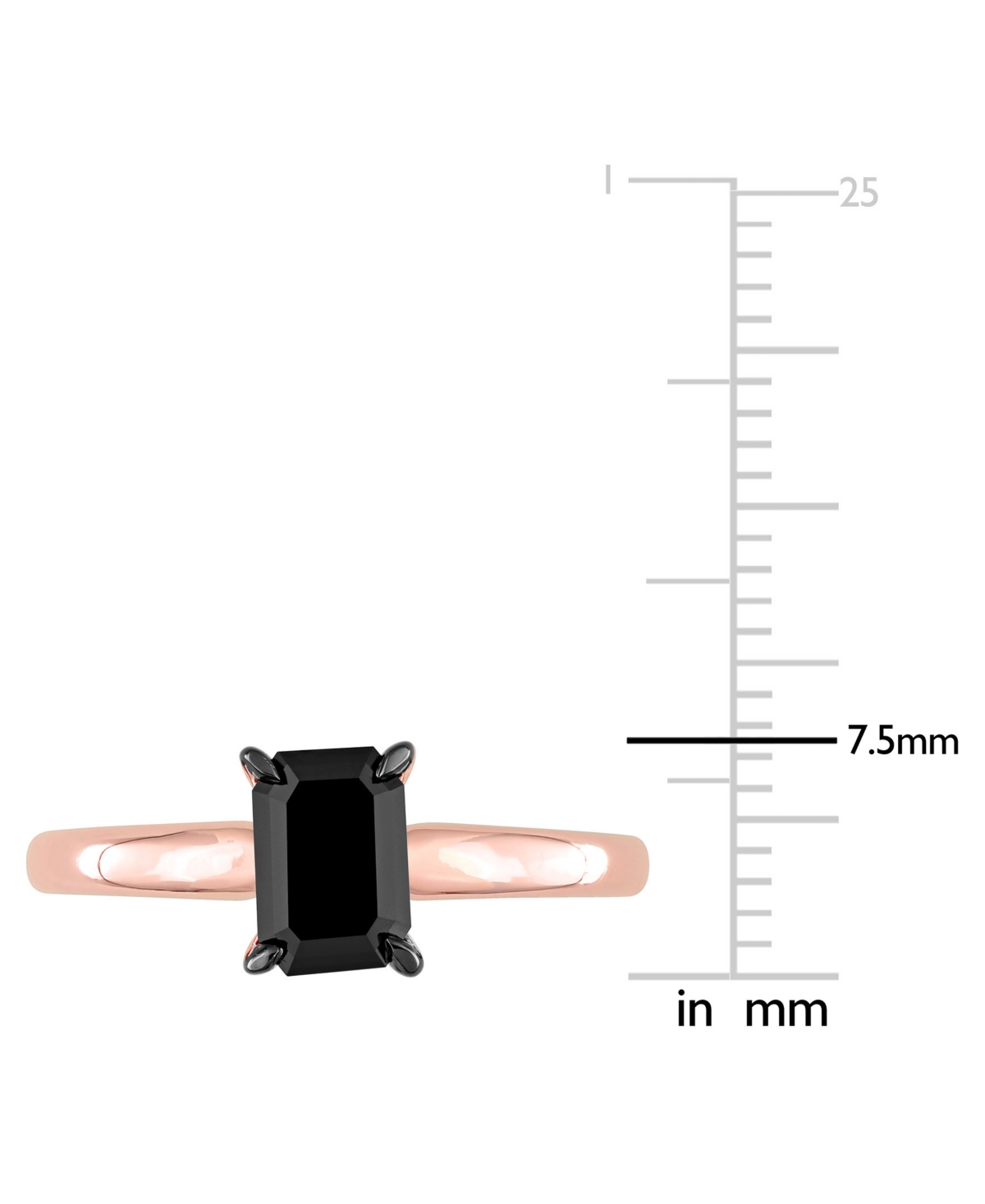Black Diamond Emerald-Cut Solitaire Engagement Ring (1 ct. t.w.) in 14k- Rose Gold