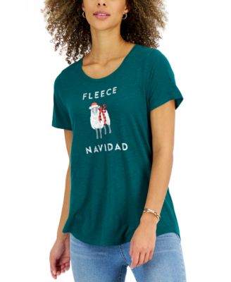 Style & Co - Women's Fleece Navidad Short-Sleeve T-Shirt