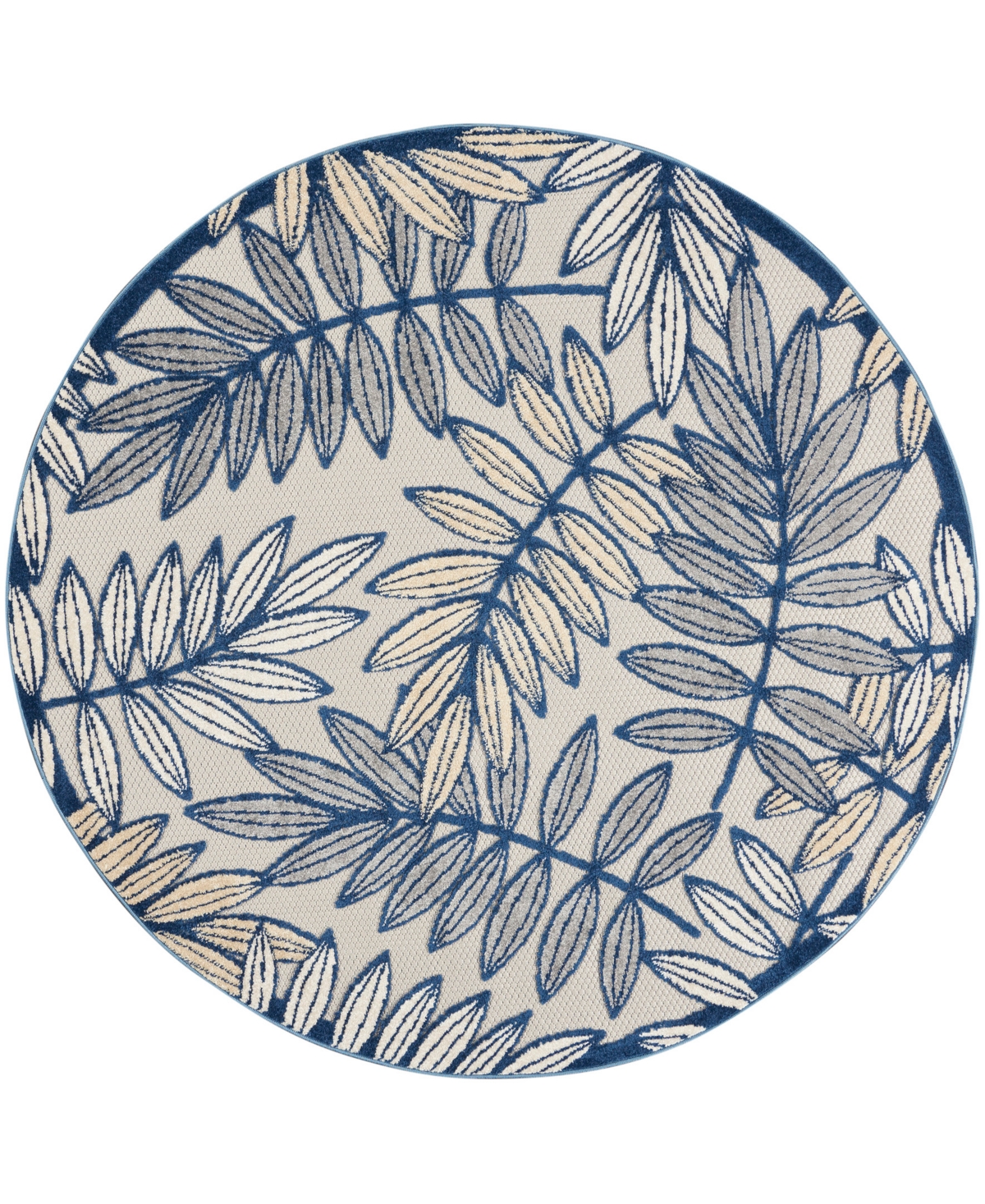 Nourison Home Aloha Alh18 4' X 4' Round Area Rug In Ivory,navy