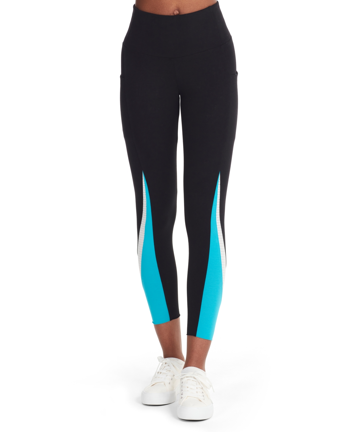 Marc New York Women's Performance 7/8 High-Rise Color Block Legging with Side Pockets Pants