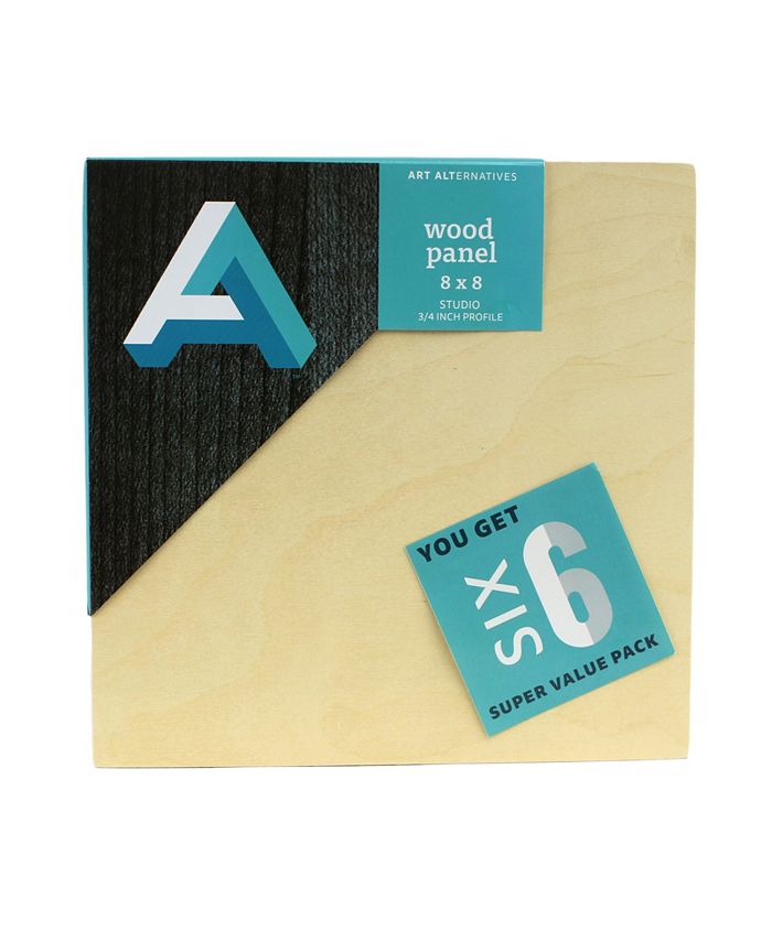 Art Alternatives 8" x 8" Classic Wood Panel Value Pack Set, 6 Piece