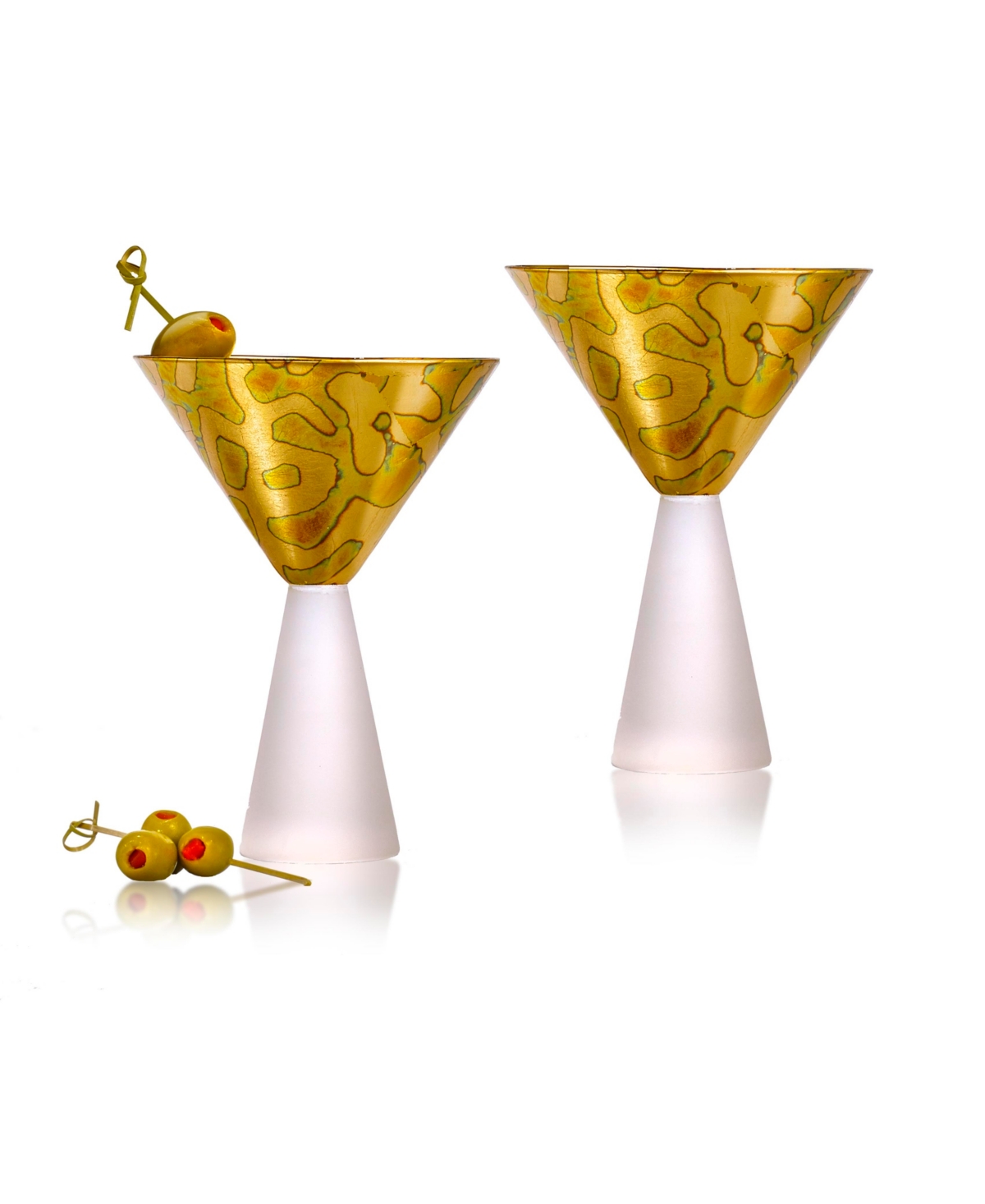 Qualia Glass Roman Martini Glasses, Set Of 2, 9 oz In Goldtone ModeSens