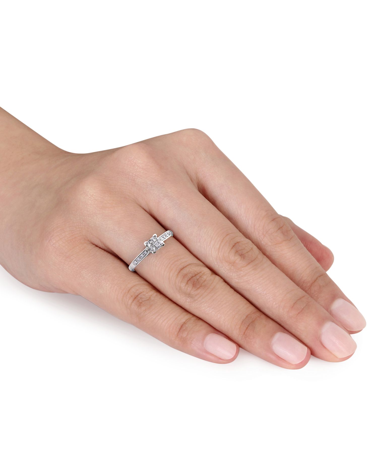 Diamond Princess Quad Cluster Engagement Ring (1/4 ct. t.w.) in 14k White Gold