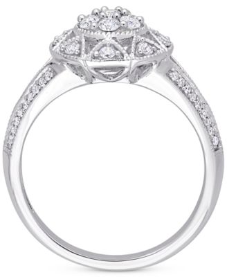 Diamond Vintage-Inspired Cluster Engagement Ring (1/2 ct. t.w.) in 14k White Gold