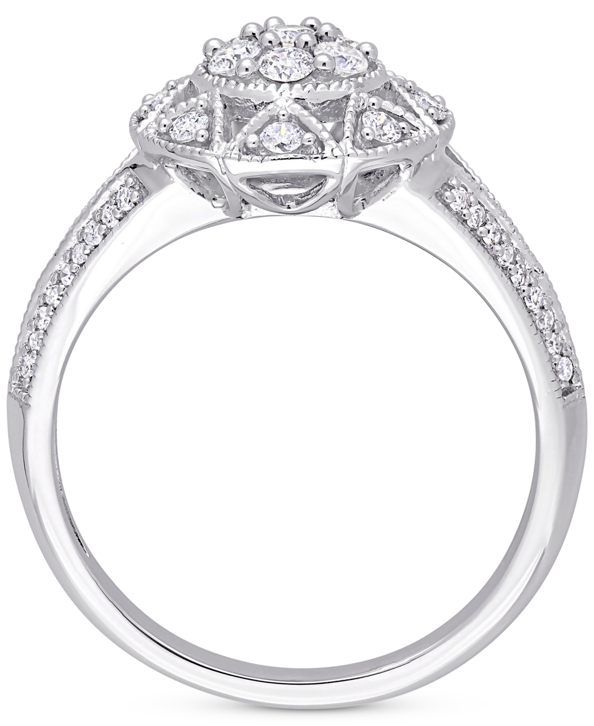 Diamond Vintage-Inspired Cluster Engagement Ring (1/2 ct. t.w.) in 14k- White Gold