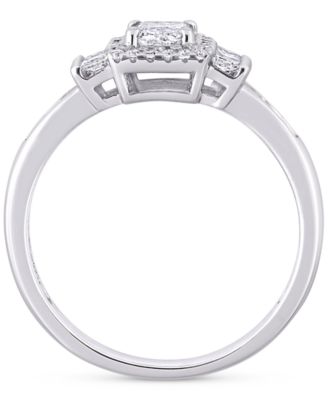 Diamond Princess Halo Engagement Ring (3/4 ct. t.w.) in 14k White Gold