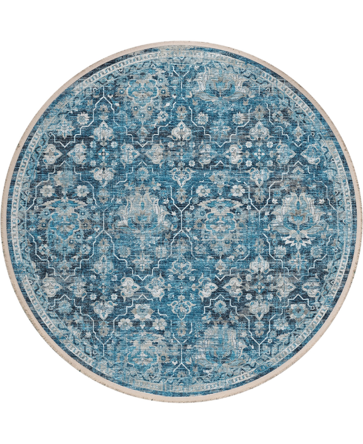 D Style Ionic IOC4 6' x 6' Round Area Rug - Navy