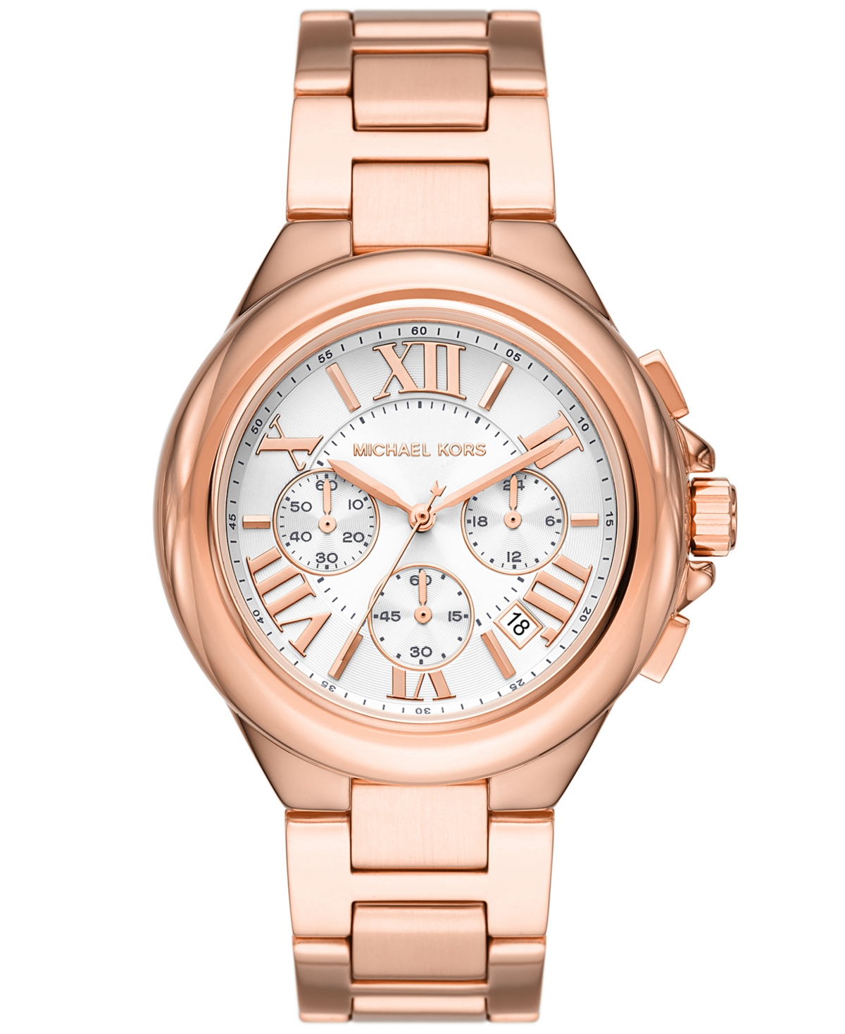 Shop Michael Kors Women's Camille Chronograph Rose Gold-tone Stainless Steel Bracelet Watch 43mm