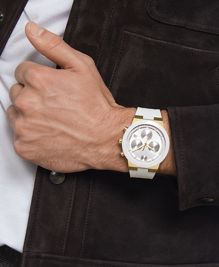 Movado - Men's Swiss Chronograph Bold Fusion White Silicone Strap Watch 44mm