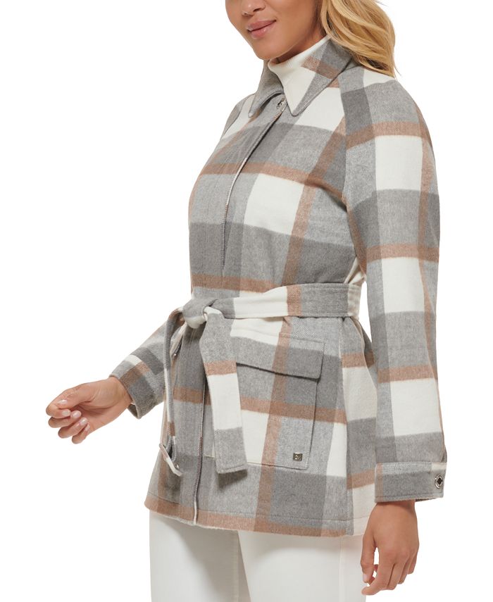 Calvin Klein Women's Belted Shirt Jacket, Created for Macy's & Reviews