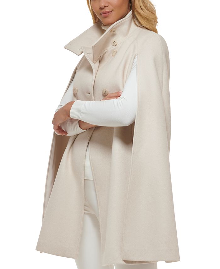 Calvin Klein Women #39 s Double Breasted Cape Coat Reviews Coats
